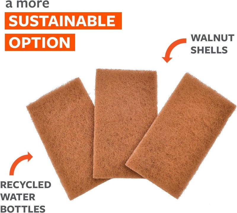 Full Circle Neat Nut – Walnut Scour Pads, Pack of 3 – Dual-Sided Non-Scratch Dish Scrubbers Made with Plant-Based & Recycled Materials, Durable Kitchen Cleaning Supplies - Image 3